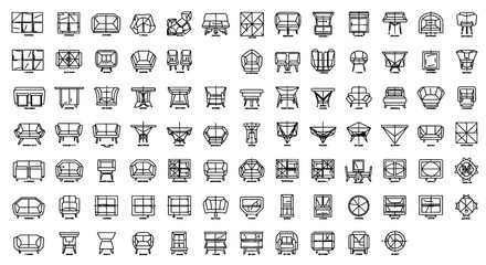 Fototapeta premium collection of vector furniture designs for interior design plans and blueprints