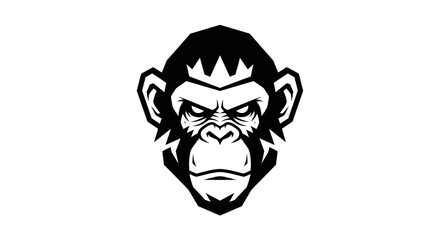 Stylized monkey head mascot logo in minimalist black and white © Asri