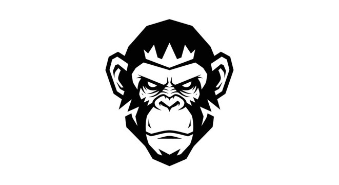 Stylized monkey head mascot logo in minimalist black and white
