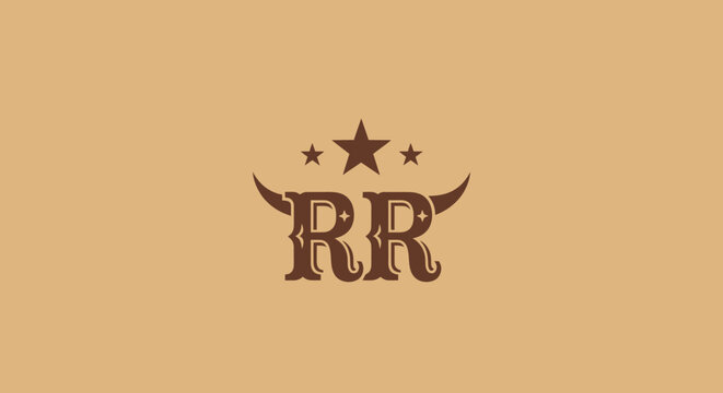 Vintage Western RR monogram logo with bull horns and stars