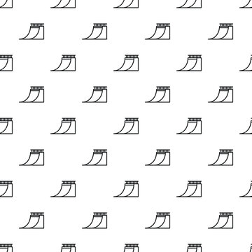 Skate park quarter pipe ramps creating a repeating seamless monochrome pattern