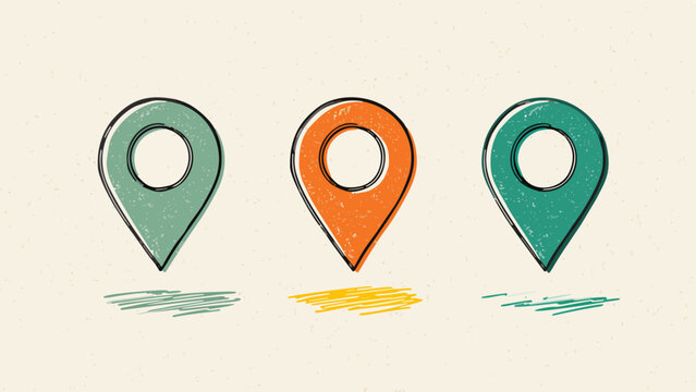 3 map pointers vector isolated elements location 