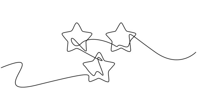 Animation of one line drawing of continuous one line drawing rating three stars self drawing animation. Give the best review. Online shop. Full length motion