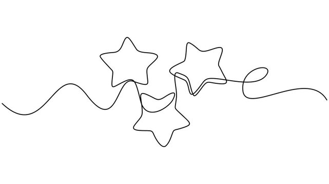 Animation of one line drawing of continuous one line drawing rating three stars self drawing animation. Give the best review. Online shop. Full length motion
