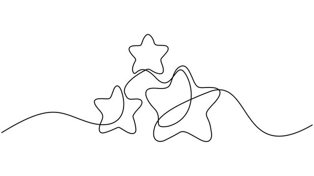 Animation of one line drawing of continuous one line drawing rating three stars self drawing animation. Give the best review. Online shop. Full length motion