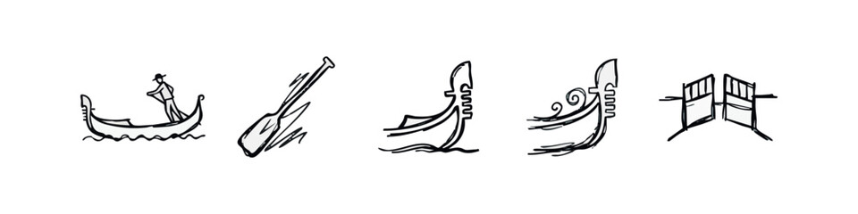 Venice travel and gondola hand drawn sketch icons © liubomir118809