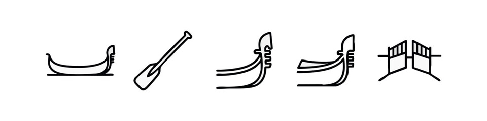 Minimalist line art icons of venetian gondolas and travel © liubomir118809