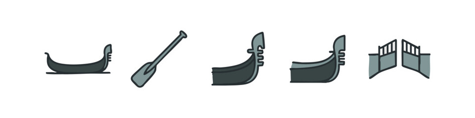 Grey colored sketch icons of gondolas and venice © liubomir118809