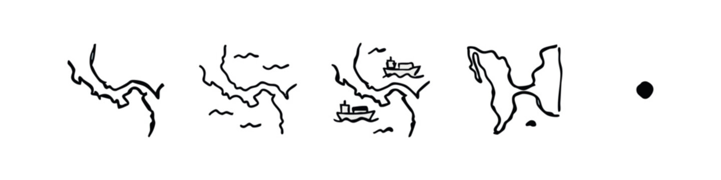 Panama Canal Geography and Maritime Sketchy Icons