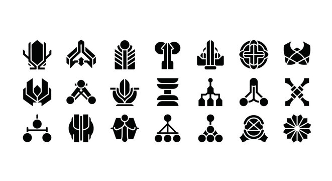 Collection of abstract geometric logos and icons in a modern minimalist style