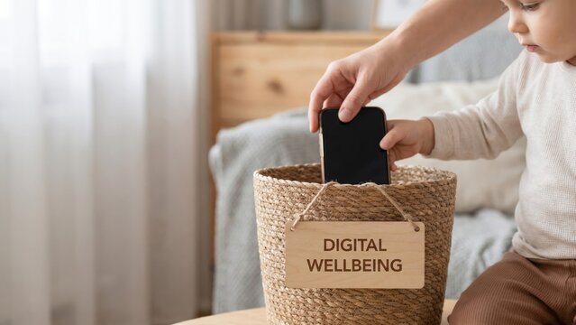 Promoting Healthy Digital Habits for Children: A Parent and Child Charging Together