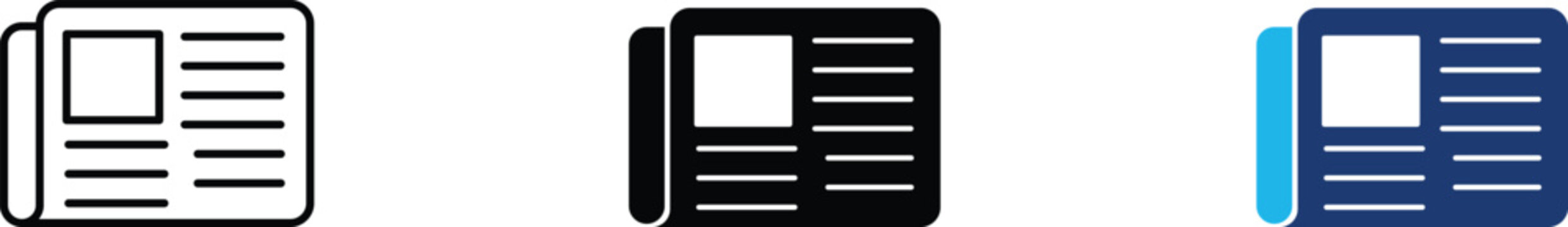 Daily newspaper icon showing professional digital journalism and global news publishing. Professional illustration for editorial media outlets, online press releases, and morning news updates.