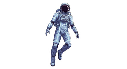 A digitally-rendered astronaut, depicted floating in a spacesuit against a stark white background, evokes a sense of wonder, reminiscent of stars war day, achieved with a clean, minimalist © Jangkrik