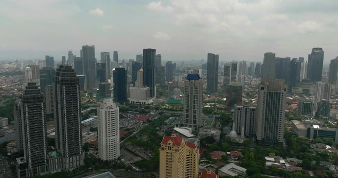 Jakarta city with buildings and skyscrapers.