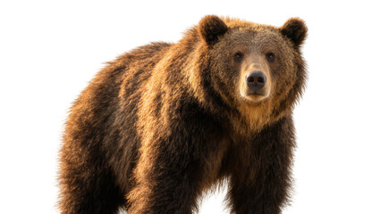 Fototapeta premium Brown Grizzly Bear Standing Facing Camera with Furry Coat