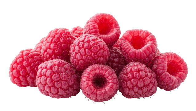 Ripe red raspberries cluster close up view