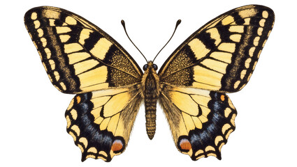 Yellow black Eastern Tiger Swallowtail Butterfly with Detailed Wing Patterns © Maria