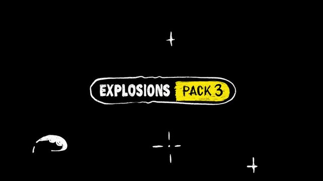 Animated chalk burst effects set with transparent background, including a pulsating infinity sign, an explosion spiral. Cartoon hand-drawn cute style, puff and pop elements for game, social media