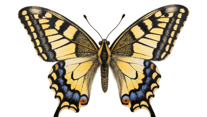 Yellow Eastern Tiger Swallowtail Butterfly with Blue Black Wing Edges © Maria