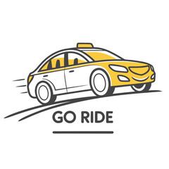 Fototapeta premium Yellow and white taxi with go ride text transportation travel