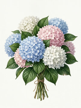 Deawing of hydrangea flower