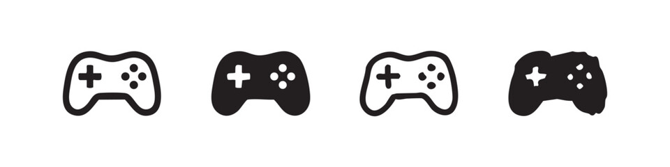 Video game controller and joystick icons for gaming and entertainment in hand-drawn doodle style © liubomir118809