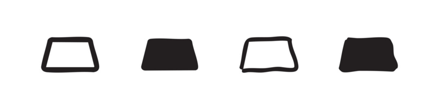 Simple Container Icon Set, Trapezoid Shape, Storage Bin Basket, Hand Drawn and Minimalist Style, Vector Illustration