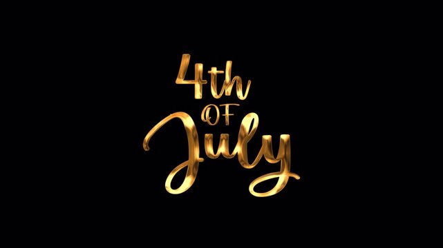 Elegant cursive 4th of july in gold on black. Perfect for patriotic holiday designs, invitations, banners, and social media posts.