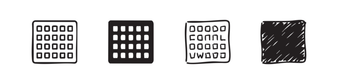 Grid and Waffle Menu Icons Collection in Multiple Artistic Styles