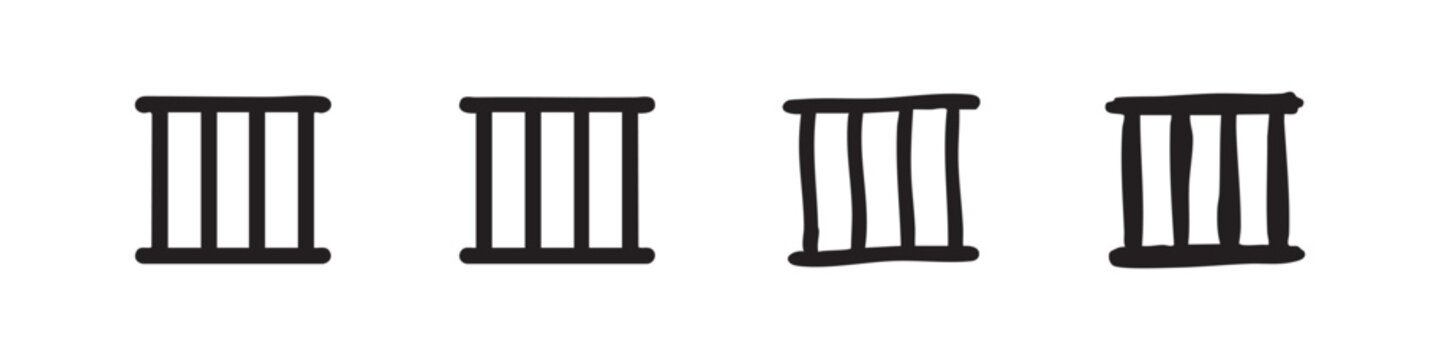Prison Bars and Jail Cell Icons for Crime and Justice Concepts
