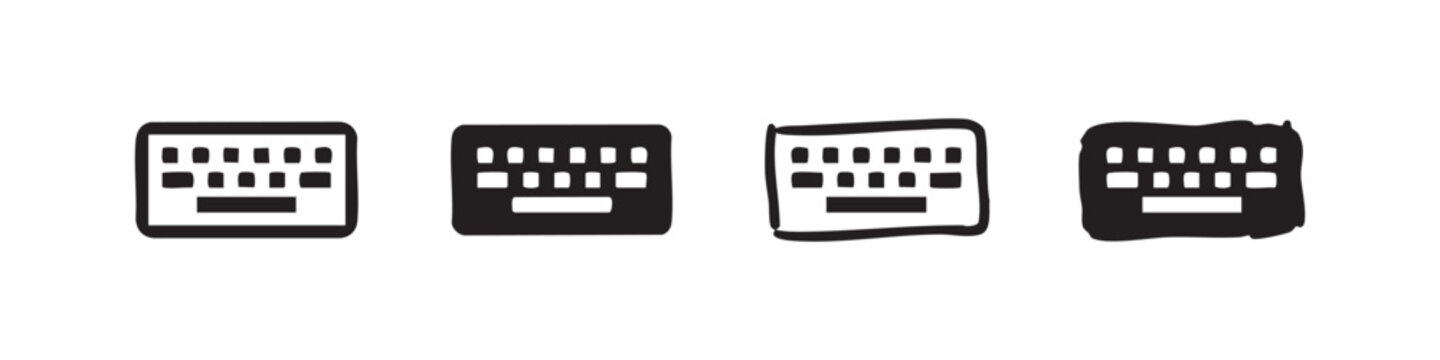 Hand Drawn Computer Keyboard Icon Set for Technology and Data Entry Graphics