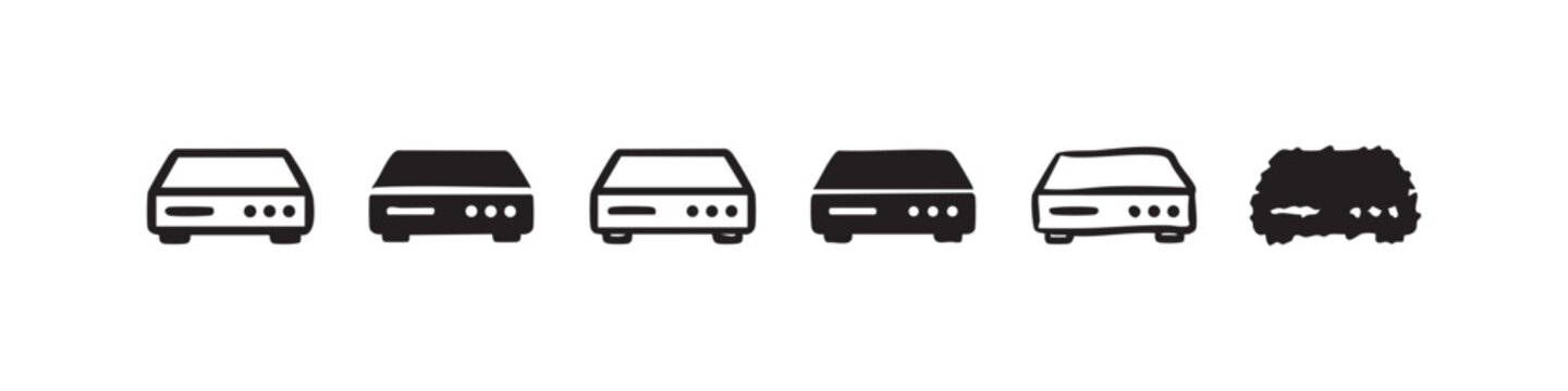 Media player or set-top box icons for home entertainment