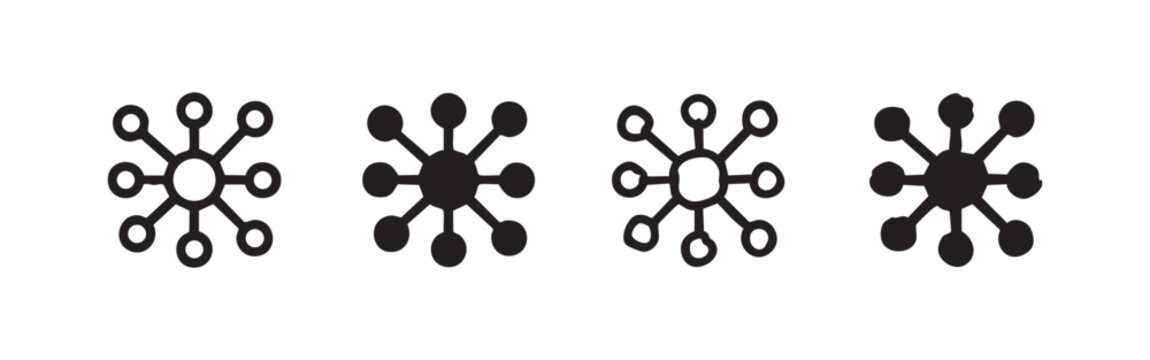 Centralized network hub icons for data and connectivity concepts
