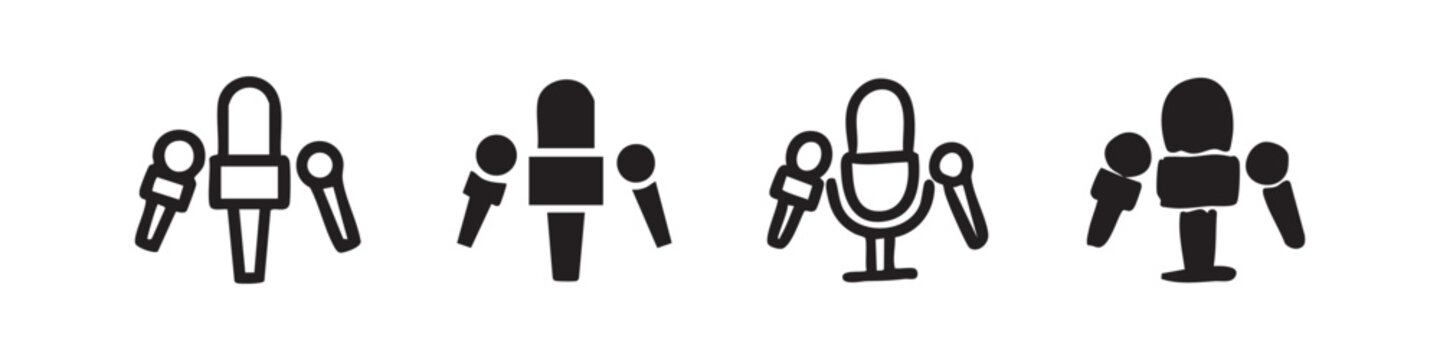 Press conference microphone icons for news and media coverage