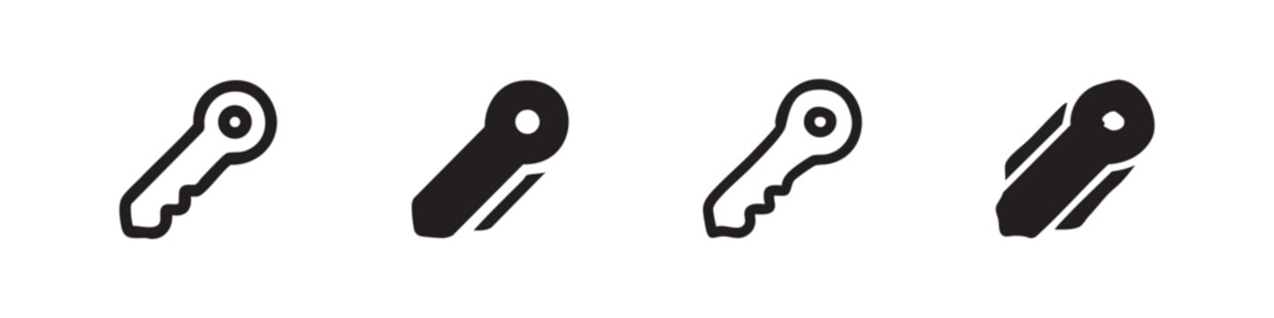Key icon set in various styles, security and access symbols, vector illustration.