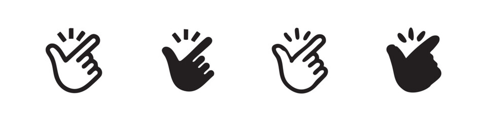 Fototapeta premium Finger snapping hand gesture icons set. Expressing 'easy' or 'quick' in various styles.