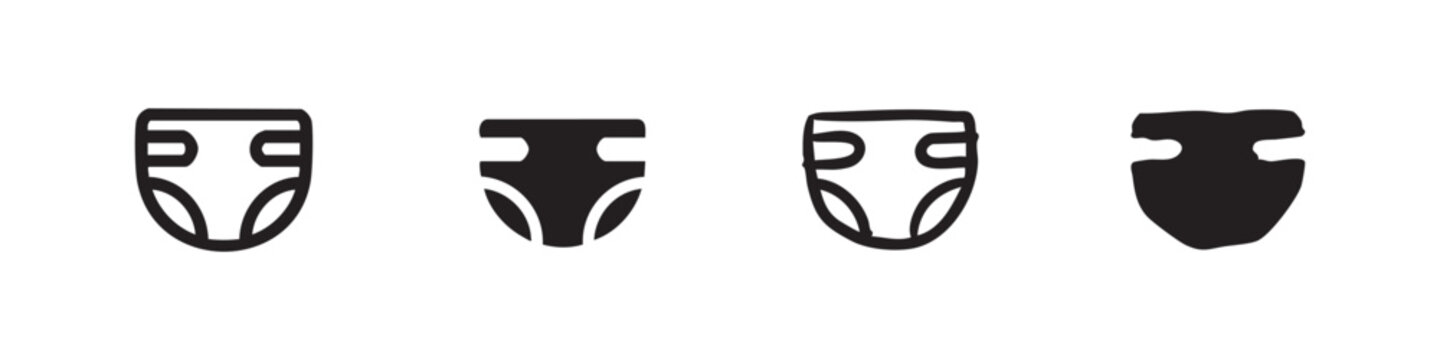 Hand-Drawn Baby Diaper Icons for Infant Care and Hygiene