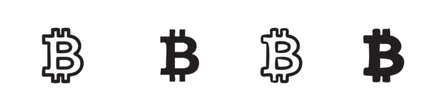 Bitcoin cryptocurrency symbol icon set. Representing digital currency, blockchain, and financial technology.