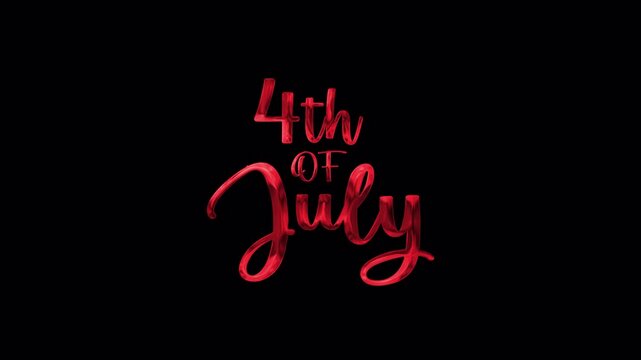 Text 4th of july in shiny red font. Perfect for independence day social media posts, event flyers, patriotic advertisements, and festive designs.