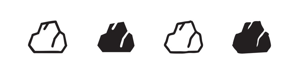 Set of stone icons, white and black outline and solid fill © liubomir118809