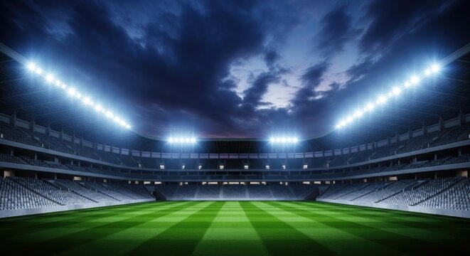 Spectacular 2026 football background vibrant soccer stadium with bright lights