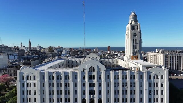 Armed Forces Building At Montevideo In Maldonado Uruguay. Medieval Buildings Scenery. Downtown Cityscape. Cultural Heritage Skyline. Armed Forces Building At Montevideo In Uruguay. Urban Landmark.