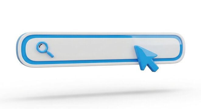 3d render of a search bar with a cursor hovering over it