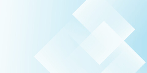 Fototapeta premium A clean and minimalist geometric background featuring overlapping translucent white squares on a soft light blue backdrop.