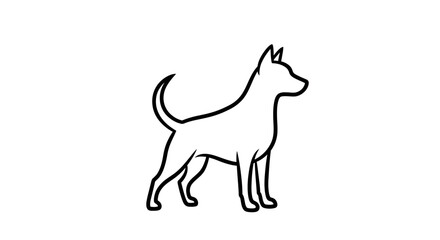Fototapeta premium Minimalist outline drawing of a dog standing profile view, simple line art