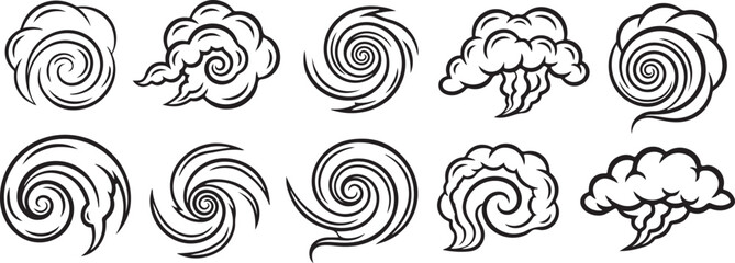 Black and white line art collection of seashells and snails Vector © Alex