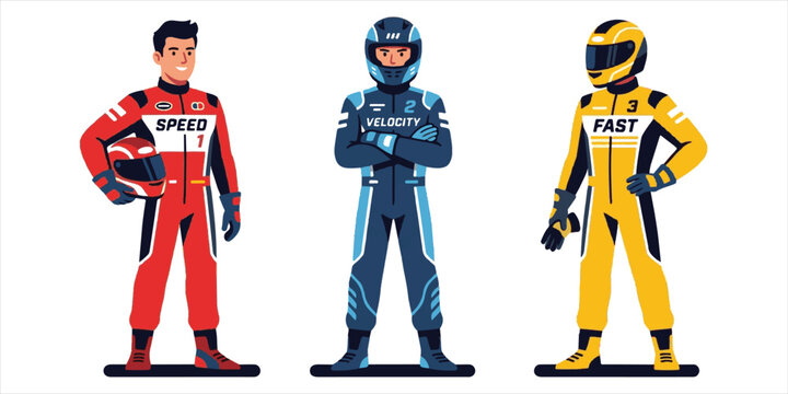 illustration of the racers in their uniforms