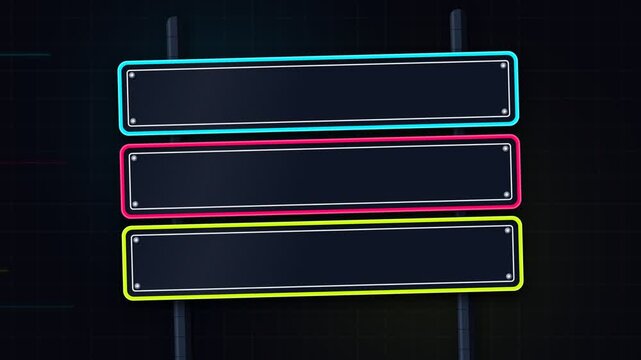 Cyberpunk Style Glowing Neon Border Blank Plates for Information and User Interface Design