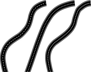 Fototapeta premium Multiple curved road paths icon parallel highway routes navigation lines transport direction vector