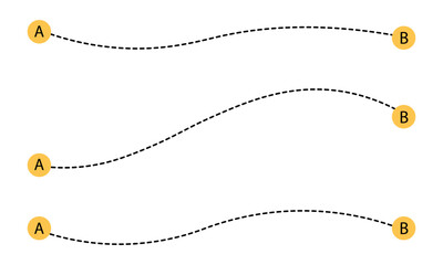 Fototapeta premium Multiple path routes A to B icons navigation direction lines journey mapping system vector